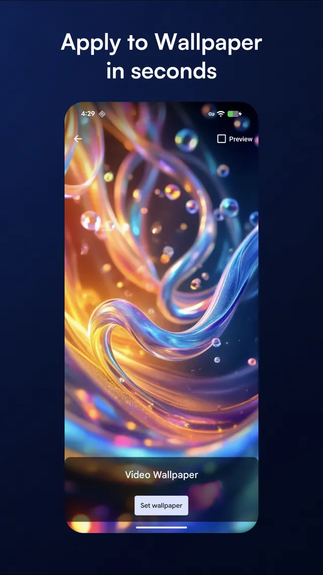 Android live wallpaper preview with the Set wallpaper button.